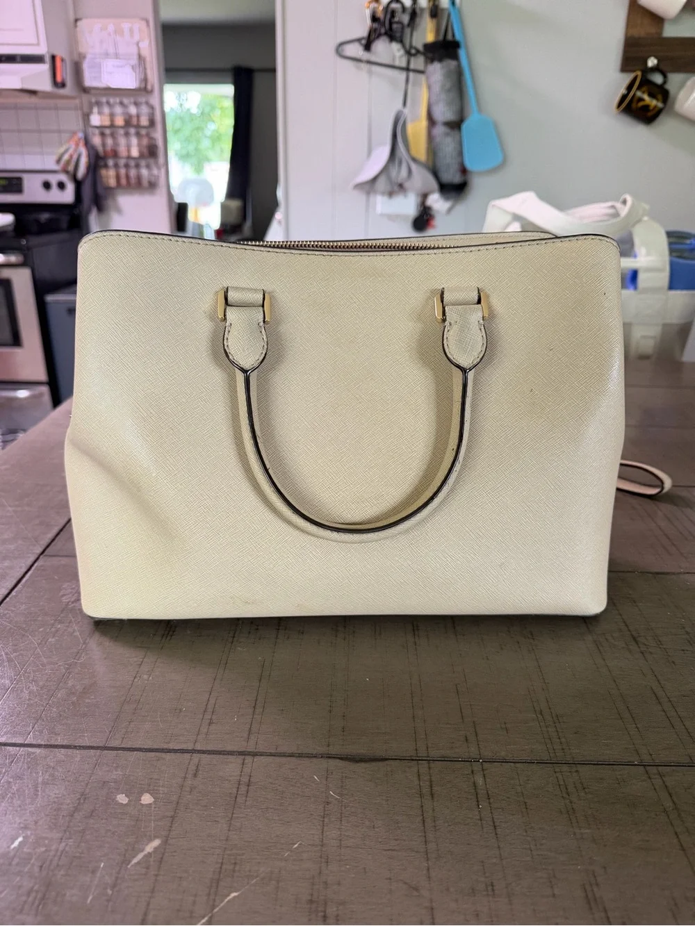 Michael Kors Light Tan Saffiano Leather Shoulder Satchel